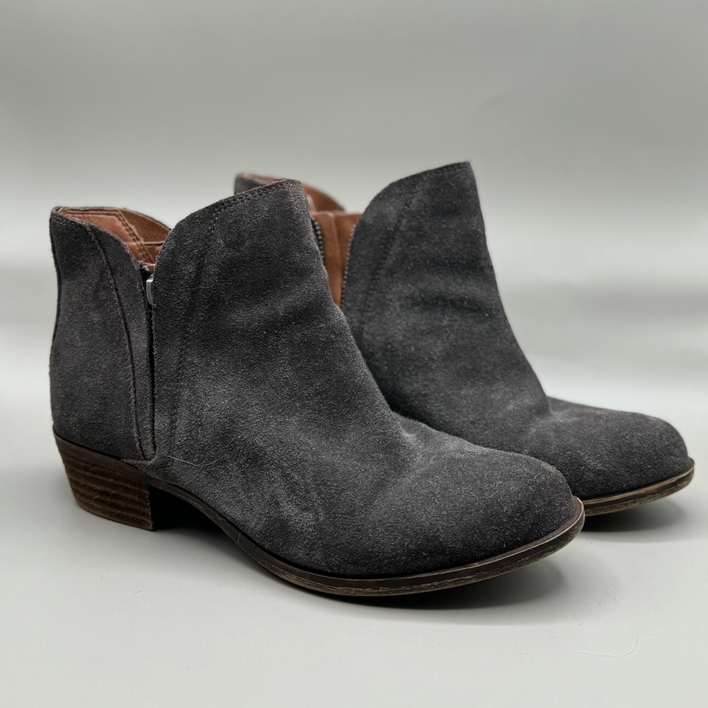 Lucky Brand Leather upper gray boots